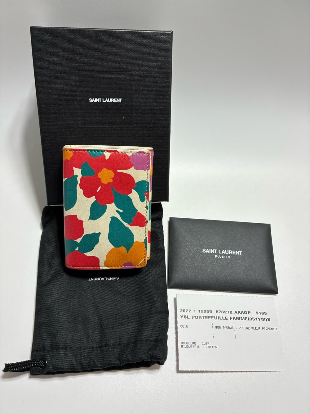 Saint Laurent Multicolor Floral Leather Card Case
